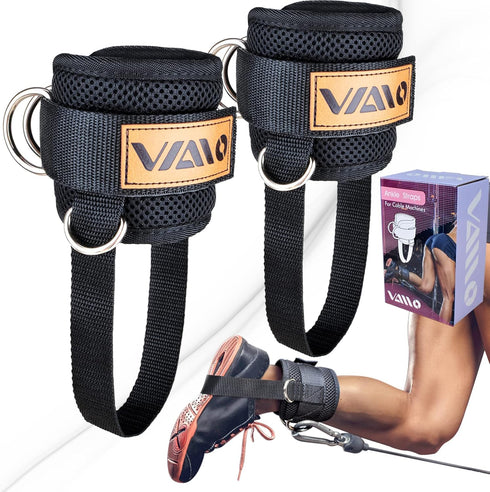 VAIIO Ankle Straps for Cable Machines, Adjustable Neoprene Comfort Fit, Premium Cuffs for Men & Women