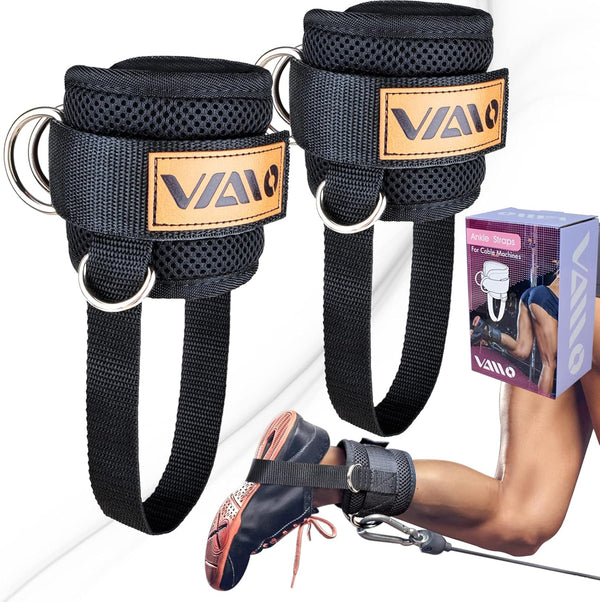 VAIIO Ankle Straps for Cable Machines, Adjustable Neoprene Comfort Fit, Premium Cuffs for Men & Women