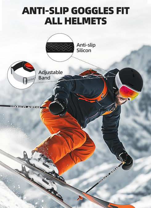 OTG Ski Goggles, Over Glasses Snow/Snowboard Sports Goggles Anti Fog for Adults & Youth