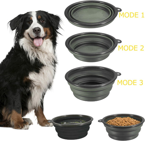 Collapsible Dog Bowls - 2-Pack Foldable Expandable Cup Dish for Pet Cat Hiking Food & Water Feeding