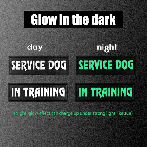4 PCS Tactical Dog Patches with Hook Backing, Reflective SERVICE DOG and IN TRAINING Tags