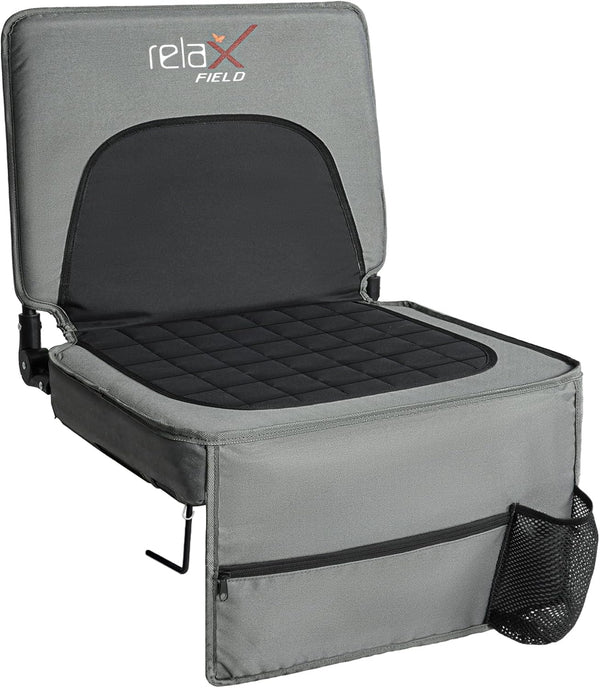 Stadium Seats with Back Support and Cushion, Folding Stadium Chair Includes Shoulder