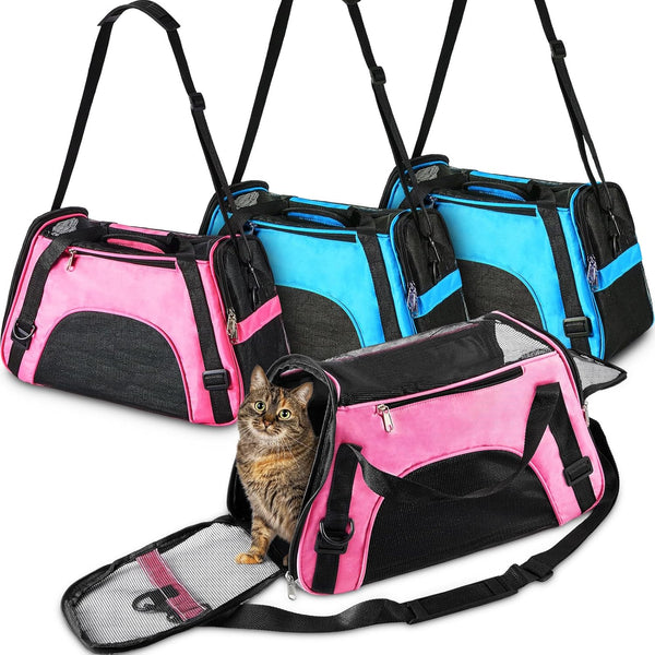 Sweetude 4 Pcs Soft Cat Carrier for Cats Under 13lbs, Foldable Comfortable Portable Carrying Bag for Cat and Small Dog