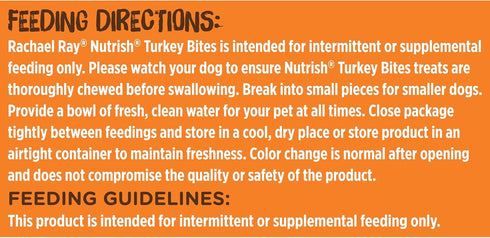 Rachael Ray Nutrish Turkey Bites: Real Meat Grain Free Dog Treats, Turkey Recipe with Hickory Smoked Bacon Flavor, 12