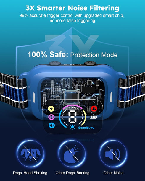 Dog Bark Collar - Automatic Anti Barking Collar with 8 Sensitivity Levels, Rechargeable, Waterproof for All Dog Sizes