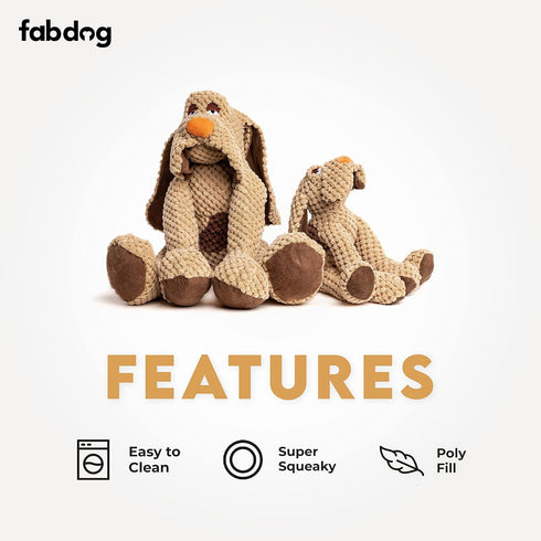 fabdog Floppies Plush Dog Toy - Cute & Durable Squeaky Toy, Ideal Gift for Puppies and All Breeds