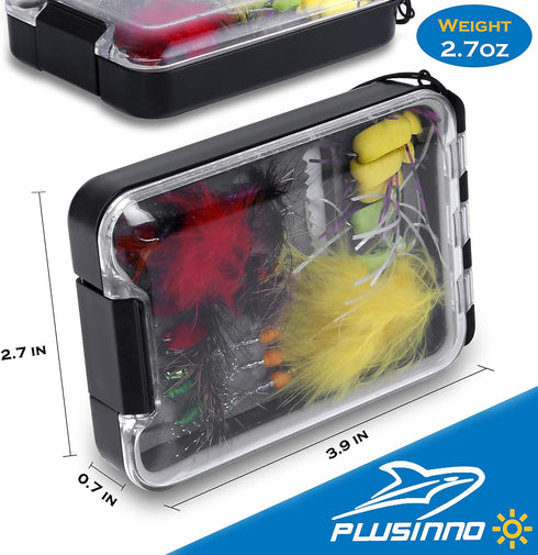 PLUSINNO Fly Fishing Flies Kit, 26/78Pcs Handmade Trout Bass Fishing Gear with Dry/Wet Flies, Streamers, Fly Box