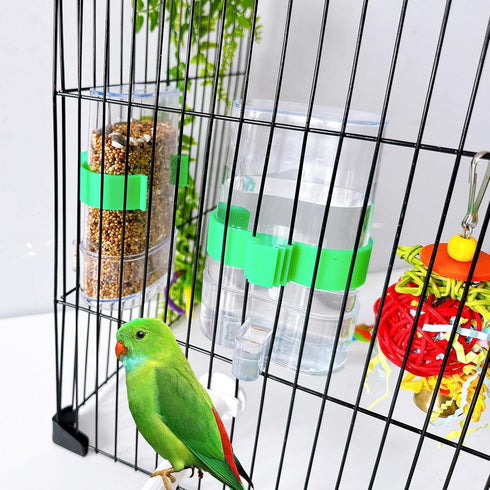 Bird Water Dispenser Parrot Feeder, 2 Pcs Automatic Waterer for Cage Accessories, Cockatiel, Finch, Lovebird