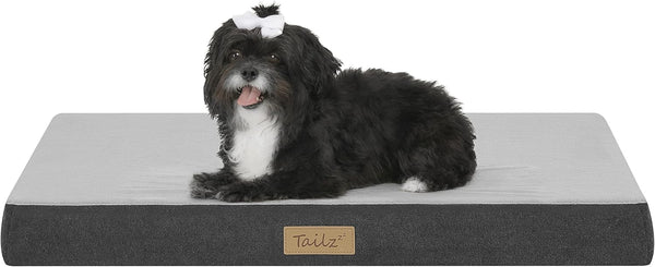 Pet Mattress for Small to Medium Dogs and Cats, 2-in-1 Cool Gel Infused with High Density Foam, Anti-Slip Bed, Ash Grey