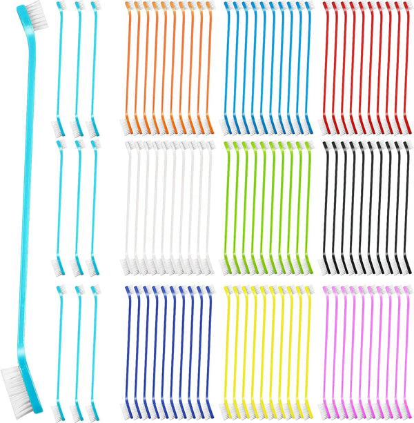 Potchen 100 Count Dog Toothbrush Bulk Dual Headed Pet Toothbrush Kit Soft