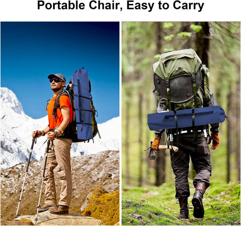 2PCS 225LBS, Folding Camping Collapsible Chairs Heavy Duty Lawn Chair with Cooler Bag, Storage Pocket, Waterproof Bag