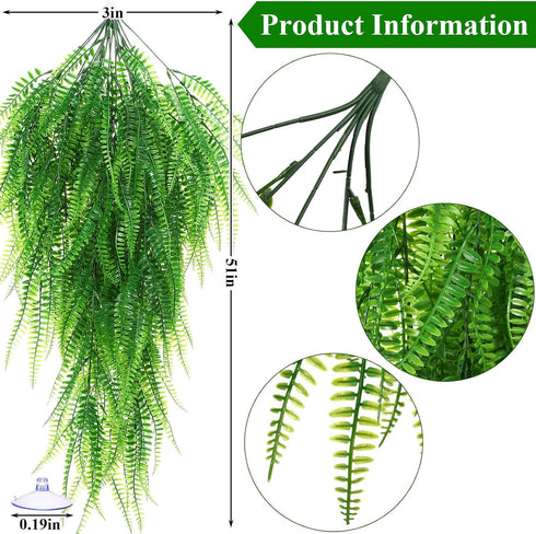 Suncalla 8 Pcs Reptile Plants for Terrarium Assorted Hanging Fake Artificial Vines with Suction Cups Climbing Foliage