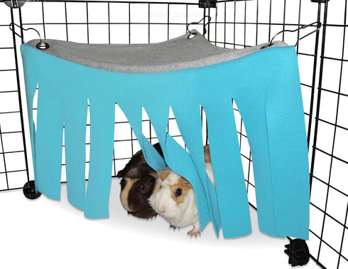 Corner Fleece Forest Hideout for Small Pets - Guinea Pigs, Ferrets, Chinchillas, Hedgehogs (Blue/Gray)