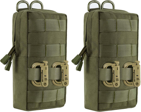 FRTKK 2 Pack Molle Pouches - Tactical Compact Water-Resistant EDC Utility Pouch Bag