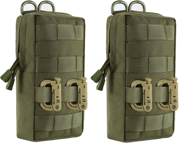 FRTKK 2 Pack Molle Pouches - Tactical Compact Water-Resistant EDC Utility Pouch Bag