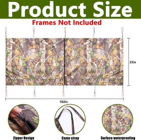 Hunting Camo Tree Stand Blinds - Camouflage Ground Blind with Zipper for Deer, Turkey Hunting (Frames Not Included)