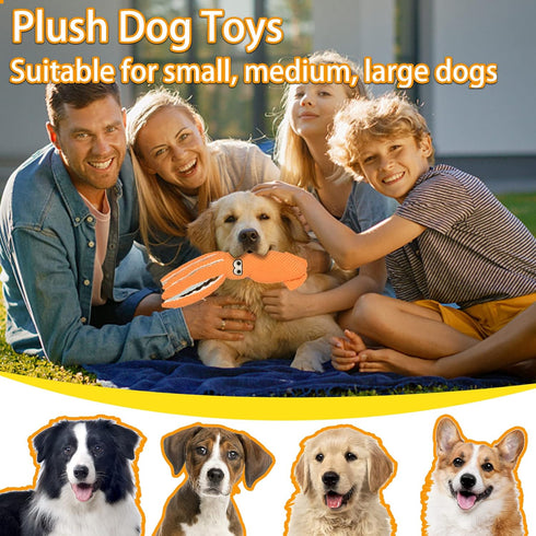 Dog Squeaky Toys/Large Dog Toys/Plush Dog Toys/Big Dog Toys/Stuffed Dog Toys/Dog Toys for Large Dogs/Durable Dog Toys/Puppy Chew Toys/Dog Chew Toys for Small, Medium, Large Dogs (Orange)