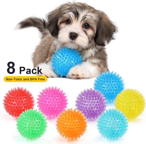 VITEVER 8 Colors 2.5” Squeaky Dog Toy Balls, Puppy Chew Toys for Teething, Durable Balls for Teeth Cleaning - Safe, BPA