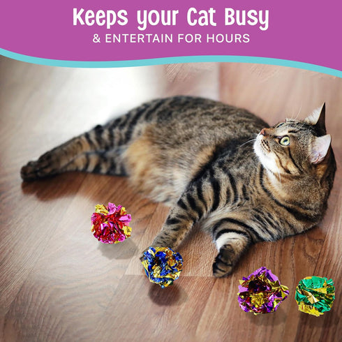 SPOT 1-1/2-Inch 4-Pack Ethical Mylar All Breed Sizes Balls Cat Toys, for All Breed Sizes