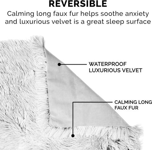Furhaven Waterproof Throw Blanket for Dogs & Cats, Washable Shaggy Plush Calming Faux Fur Blanket, Mist Gray, Small