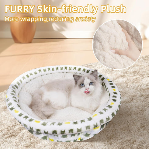Super Soft Small Dog Bed & Cat Bed, Cozy Round Fluffy Plush Pet Bed, Anti-Anxiety Puppy Cuddler, Machine Washable Faux