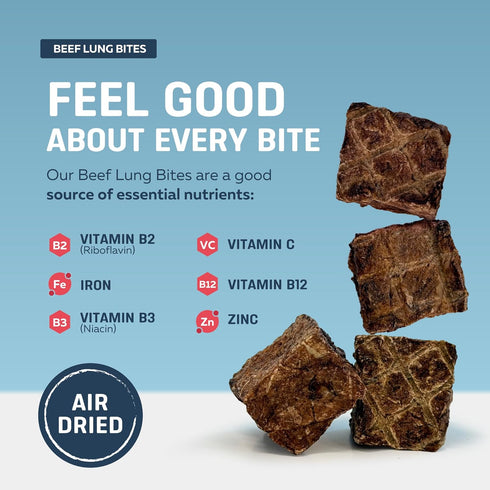 8 oz, 100% Big Lu High-Protein Training Dog Treats, Natural Single-Ingredient Beef Lung Bites, Rich in Glucosamine