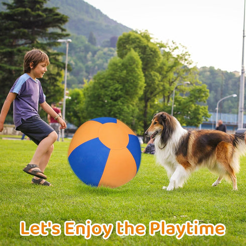 WHXMHRQ 25 Inch Herding Ball for Dogs - Blue & Orange Two-Tone Color, Enhanced Bite-Resistant Herding Toy