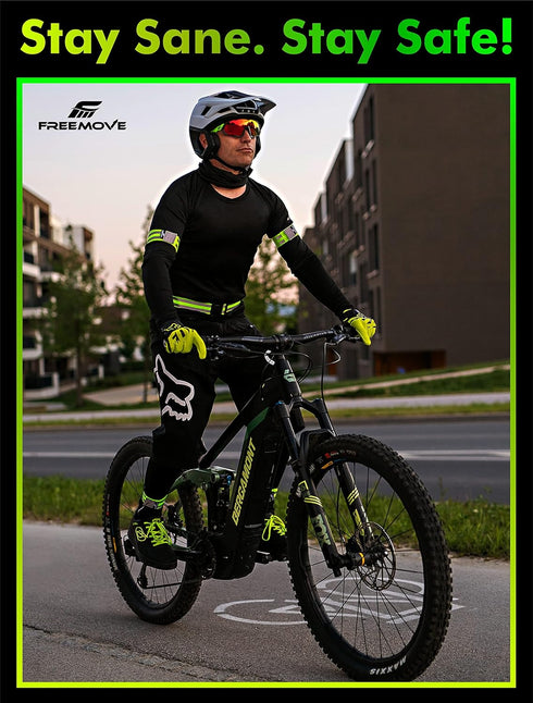 FREEMOVE Reflective SASH with 2 Bands or Reflective Runners Waist Belt with 4 Arm Bands for Visibility & Safety