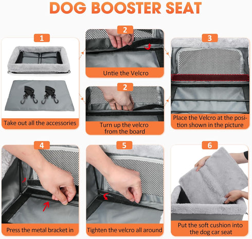 20 lbs JOEJOY Deluxe Dog Booster Seat with Sturdy Metal Frame and Safety Leash for Small Pets up to - Portable Puppy