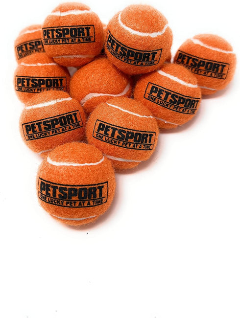 PetSport Orange Tennis Ball Dog Toys | 12 Pack Small (1.8") Felt & Rubber Balls with Carrying Bag