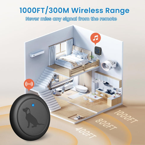 1000 IP65 58 4 Dog Door Bell for Potty Training, Wireless Doggie Door Bell Operating at Feet with Waterproof Touch