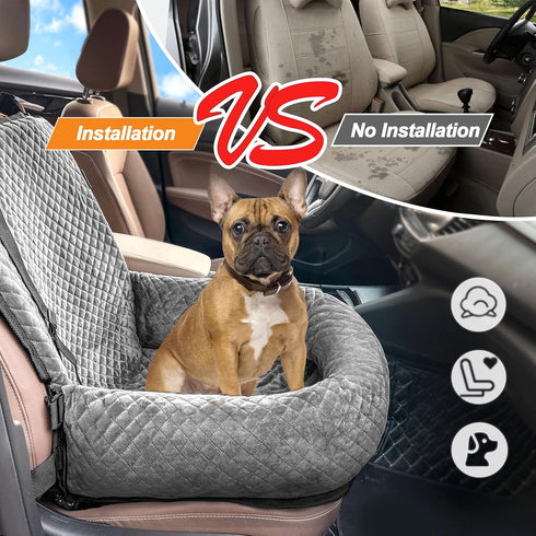 Sephyroth Dog Car Seat for Small/Medium Dogs - Washable Pet Travel Safety Car Seat, Soft Removable Puppy Car Seat (Gray)