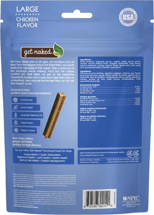 Get Naked Dental Sticks Grain-Free Chicken Flavor Dog Treats, Calming Health Large 6.6-oz bag