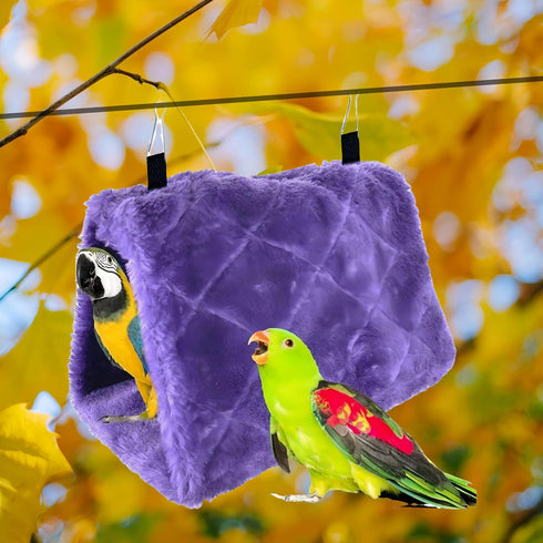 2 Pack Warm Bird Nest House Bed Hanging Hammock Toy for Pet Parrot, Parakeet, Cockatiel, Conure, Cockatoo (Purple)