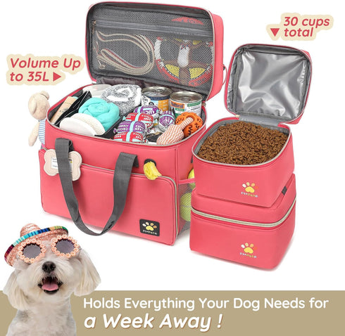 Multi-Function Pet Travel Bag - Ideal for Week Away/Overnight Trips - Cat & Dog Travel Accessories with Diaper Bag