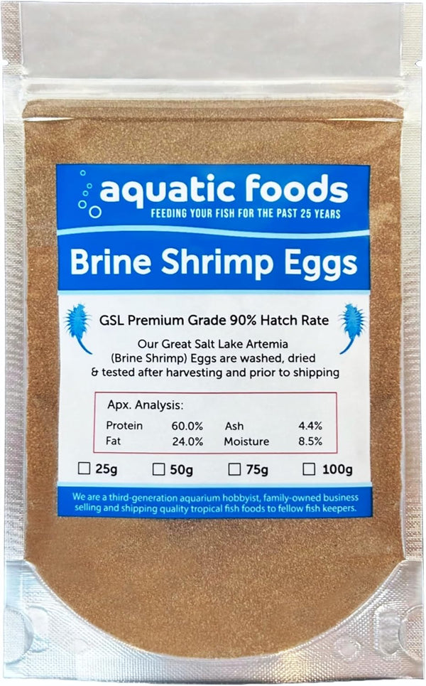 Aquatic Foods Inc. Brine Shrimp Eggs Premium Grade 90% Hatch Rate, Great Salt Lake Artemia