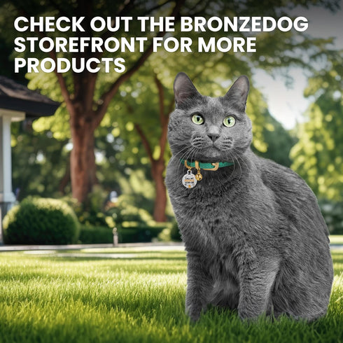 BRONZEDOG Leather Cat Collar with Removable Bells, Non-Breakaway Kitten QR Tag for Girl Boy, Red & Gold (9" - 12")