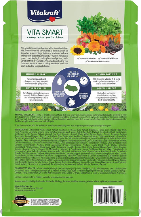 Vitakraft Vita Smart Hamster Food - Complete Nutrition - Premium Fortified Blend with Added Vitamins for Hamsters