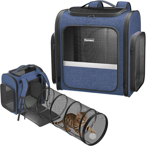 Cat Carrier Backpack with Detachable Play Tunnel, 2 in 1 Cat Tunnel