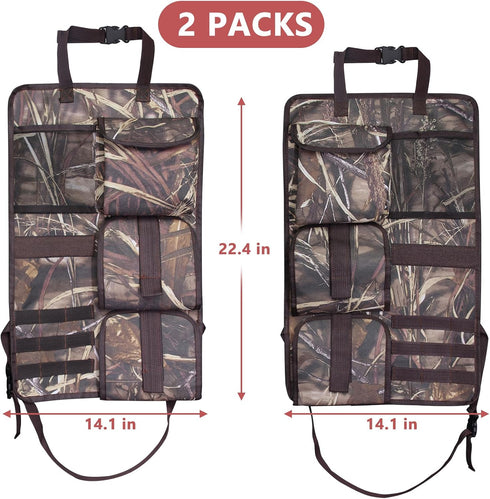 2 Pack Tactical Gun Racks for Truck, Camo Seat Back Holder with Molle Panel, Automotive Racks for Hunting Gear
