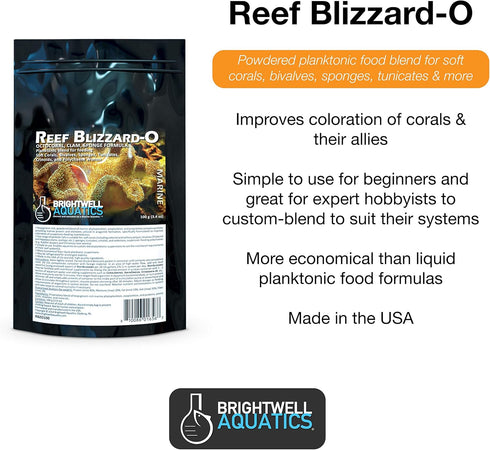 Brightwell Aquatics Reef Blizzard-O Powdered Planktonic Food Blend for Octocorals & Bivalves, 50g