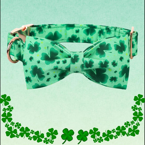 Lionheart Glory Clover Adjustable Dog Collar with Bowtie, Soft Bowtie Dog Collars for X-Small Puppy Pet Gift