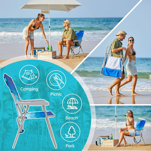 300lbs #WEJOY Folding Beach Chair for Adults, Lightweight Beach Chair with Shoulder Straps, High Back Camping Chairs