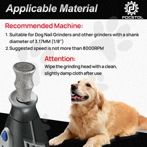 Diamond Dog Nail Grinder Bits - FOCSTOL 5pcs 1/8'' Rotary Bit for Dogs & Pets Nail Care