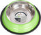 Iconic Pet Color Splash Stripe Non-Skid Pet Bowl, 32-Ounce, Green