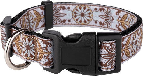 Dog Collars for Small Medium & Large Dogs - Female and Male dogs Patterns on Long Lasting, Adjustable, Strong and Durable Collars for Dogs Stocking Stuffer White Woven Dog Collar