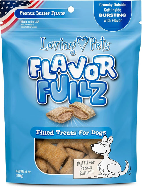 Loving Pets Flavorfullz Filled Treats for Dogs, Peanut Butter, 6 oz.