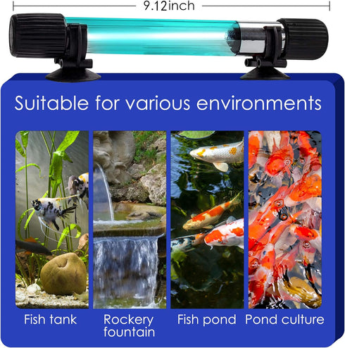 TAISHAN 9W LED Aquarium Clean Light, Algae Bloom Cleaner for Fish Tank, Submersible with Timer, Waterproof Clean Lamp