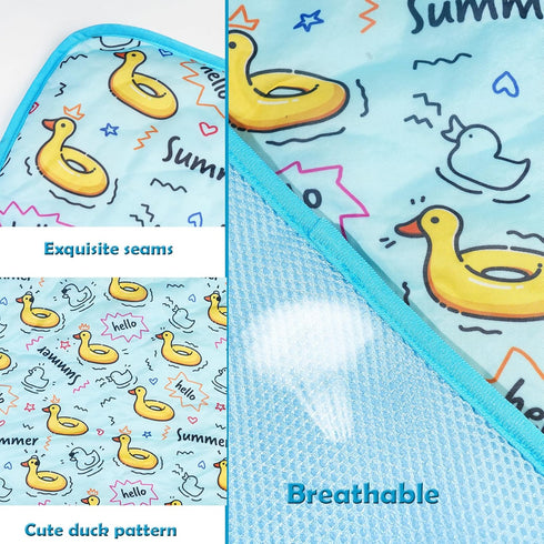 Dog Ice Pad, Summer Cool Bamboo Mat for Cats and Dogs, Breathable Pet Cooling Pad (Duck, M)