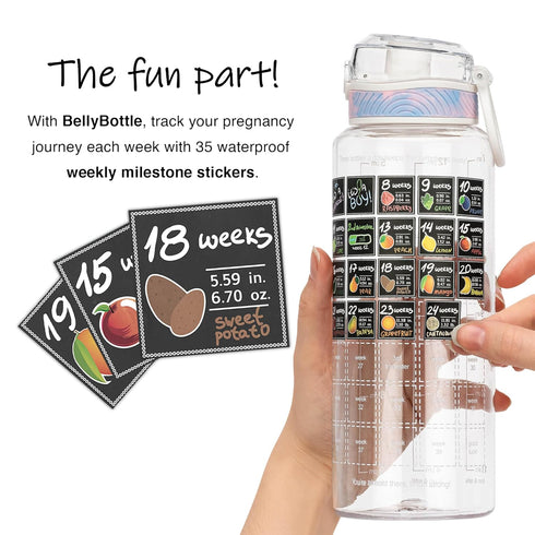 BellyBottle Pregnancy Water Bottle Tracker Pregnancy Must Haves First Trimester Pregnant Gifts for Expecting Mom